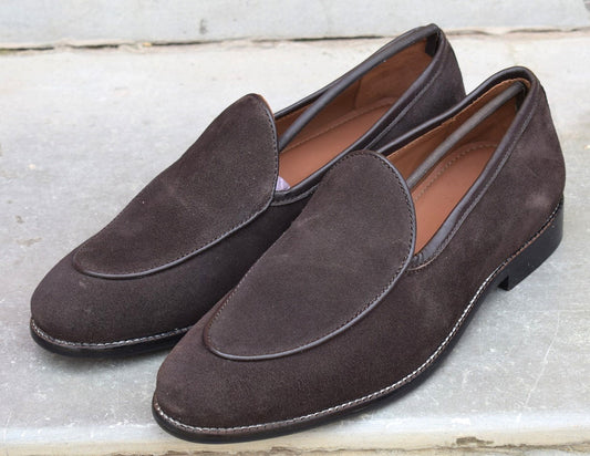 Adam Handmade Brown Suede Loafers