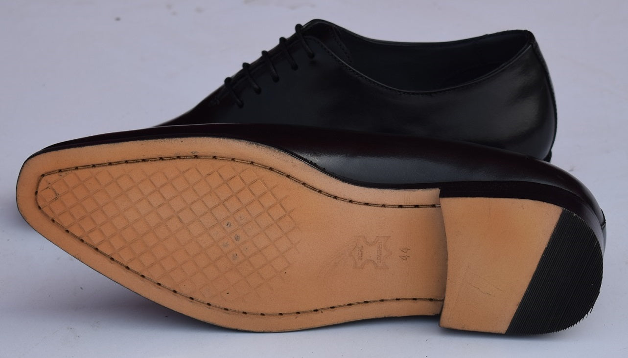 Grant Handmade Black Wholecut Leather Sole Shoes