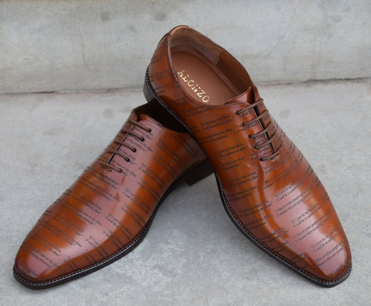 Grant Laser Quotation Cognac HandMade Shoes