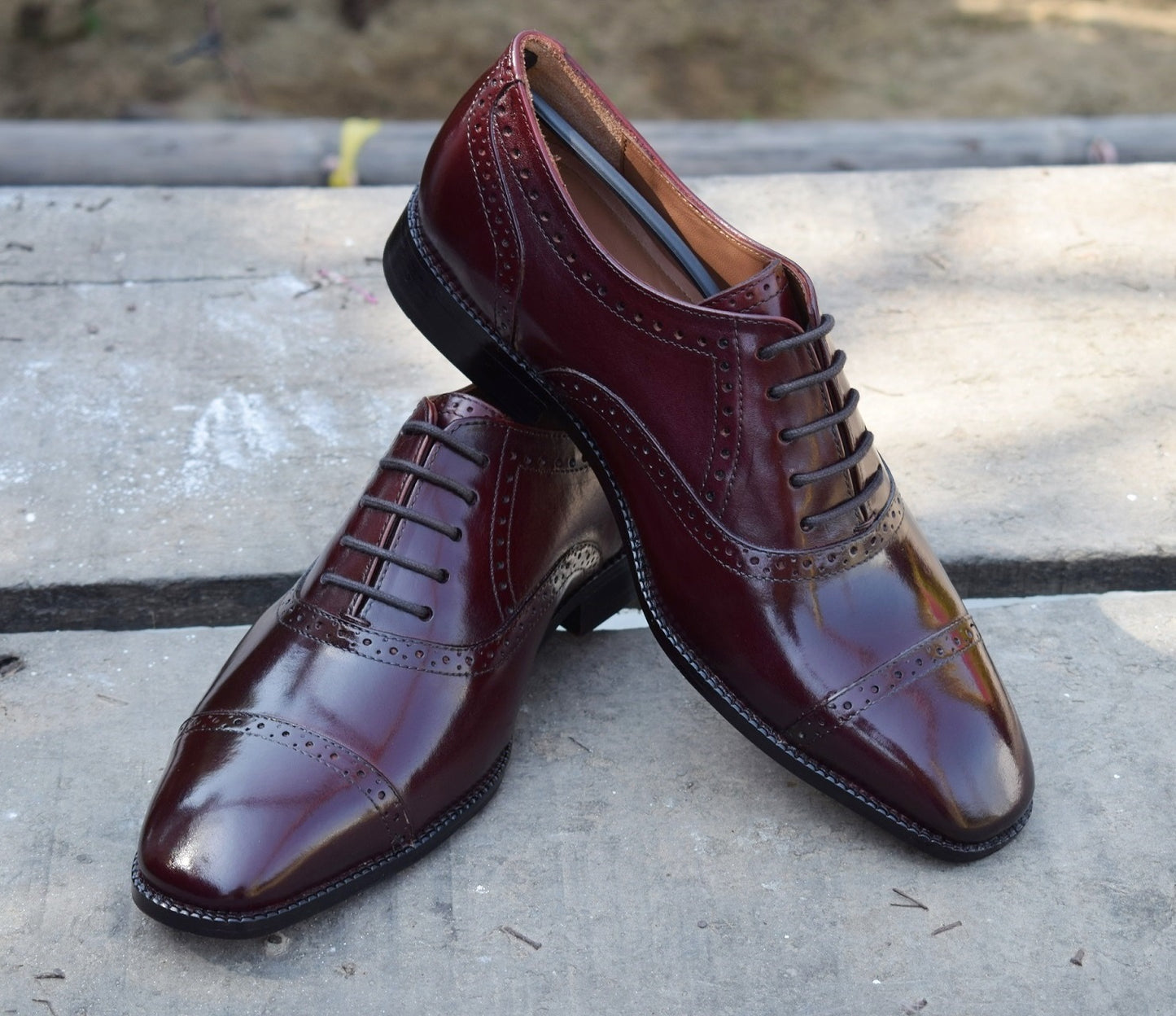 Robert Burgundy Handmade Brogue Shoes