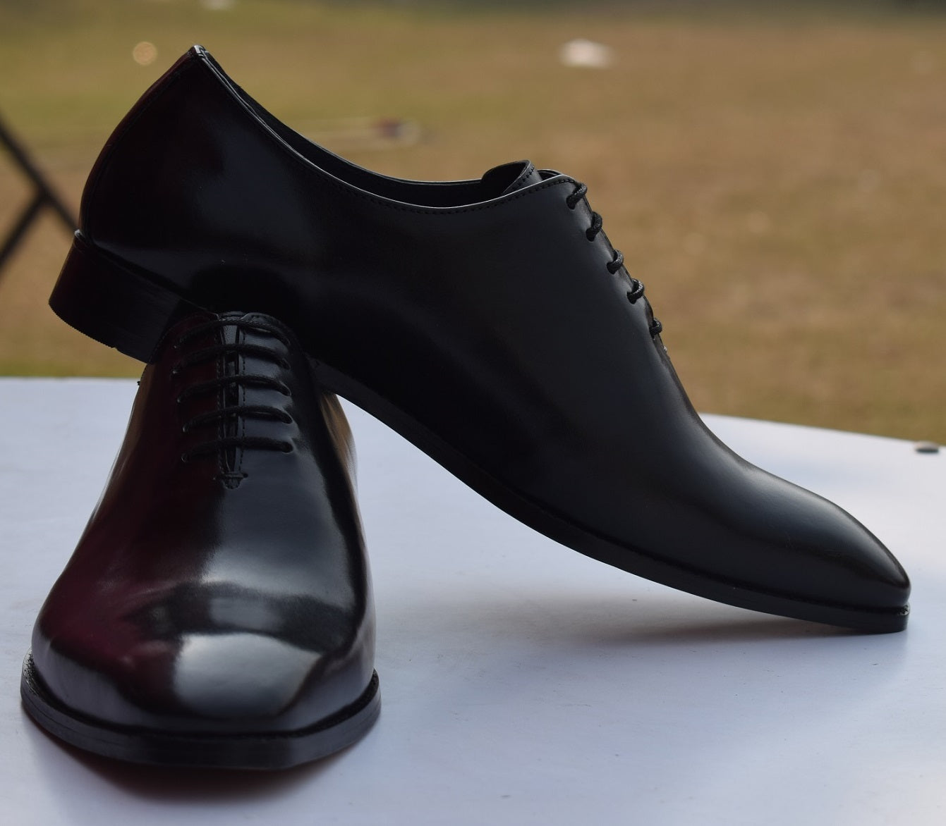 Grant Handmade Black Wholecut Leather Sole Shoes