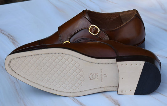 Style HandMade Double Monk Leather Sole Shoes