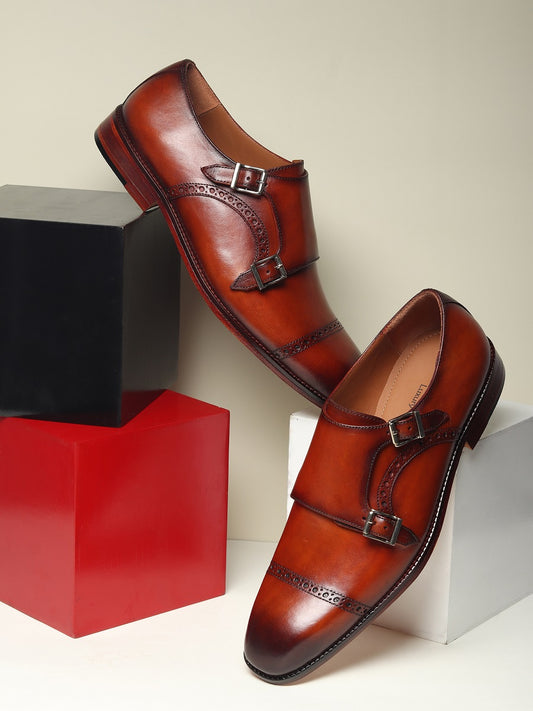 Style Double Monk Strap Handmade Shoes